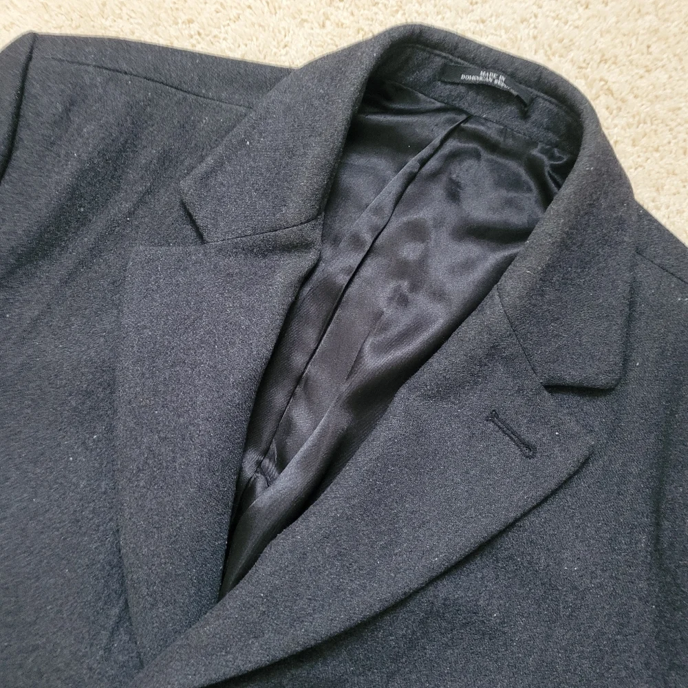 London Fog Men's 46R Wool Blend Gray Long Dress Coat Overcoat Topcoat Career